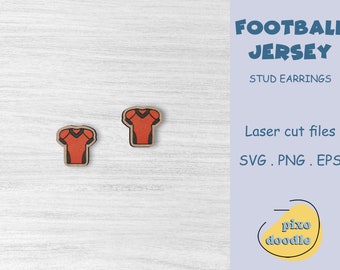 Arquivo SVG de brincos de pino de camisa de futebol | Arquivo de corte a laser pronto para brincos esportivos glowforge