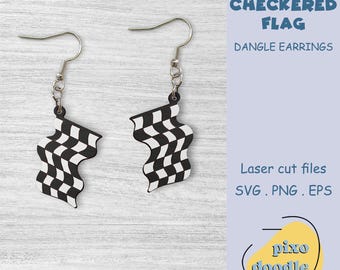 Checkered flag earrings SVG file | Fun earrings, Race earrings, Racing flag dangle earrings glowforge ready laser cut file