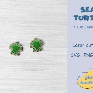 Schildpad oorknopjes SVG-bestand | Zeeschildpadoorbel glowforge klaar lasergesneden bestand