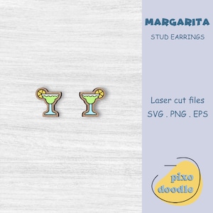 Margarita earrings SVG file | Cocktail, beverage, Mexican cuisine stud earrings glowforge ready laser cut file