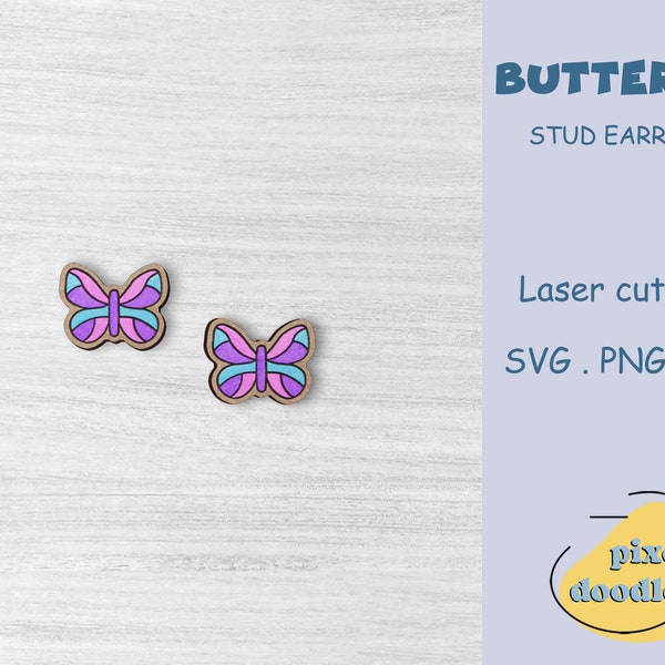 Butterfly stud earrings SVG file | Butterfly earring glowforge ready laser cut file