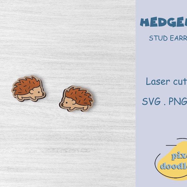 Hedgehog stud earrings SVG file | Hedgehog earring glowforge ready laser cut file