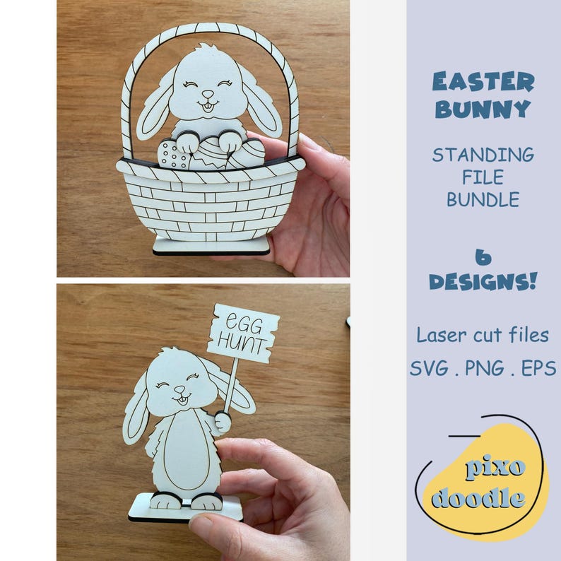 Easter Bunny SVG Bundle, Tiered Tray Decor Standing File, Laser Cut ...