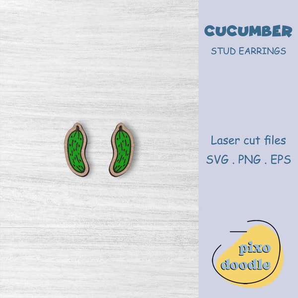 Cucumber earrings SVG file | Cute cucumber, vegetables stud earrings glowforge ready laser cut file