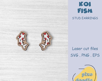 Koi fish earrings SVG file | Japan, Japanese culture, cute koi fish stud earrings glowforge ready laser cut file