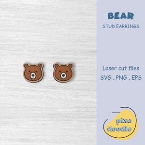 Bear earrings SVG file | Cute bear, woodland animal, jungle animal earrings glowforge ready laser cut file