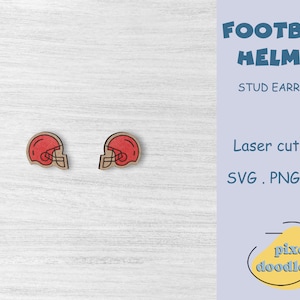 Football helmet stud earrings SVG file | Sports earring glowforge ready laser cut file