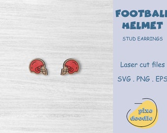 Football helmet stud earrings SVG file | Sports earring glowforge ready laser cut file