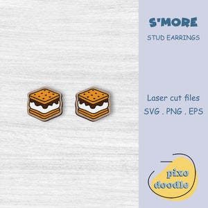 Smore-oorbellen SVG-bestand | Zoete lekkernijen, s'mores, campingoorstekers, glowforge-klaar lasergesneden bestand