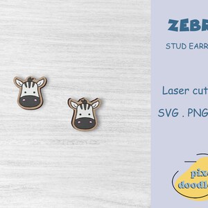 Cute zebra stud earrings SVG file | Safari animal earrings glowforge ready laser cut file