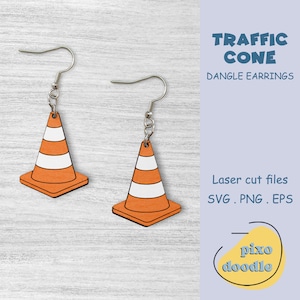 Traffic cone earrings SVG file | Funny earrings, Traffic cone dangle earrings glowforge ready laser cut file