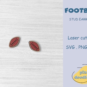 Football stud earrings SVG file | Sports earring glowforge ready laser cut file