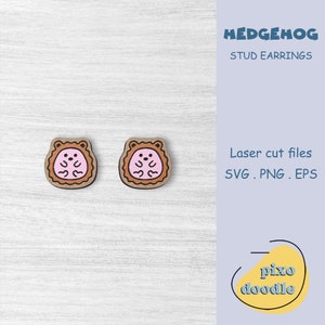 Cute hedgehog earrings SVG file | Hedgehog, woodland animal, jungle animal earrings glowforge ready laser cut file