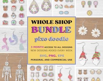 Whole Shop Earrings SVG bundle | 1500+ Earrings Mega Bundle | Stud and dangle earrings glowforge ready laser cut files | 3 Months Access
