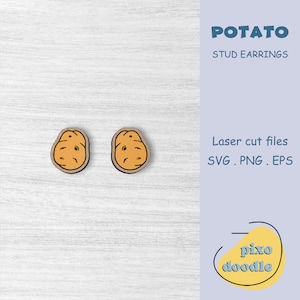 Archivo SVG de pendientes de patata / Lindos pendientes de botón de patata y verduras, archivo de corte láser listo para Glowforge