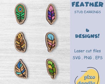 Fjäderörhängen SVG-fil | Påfågelfjäder, Boho fjäderörhängen Glowforge klar laserskuren fil