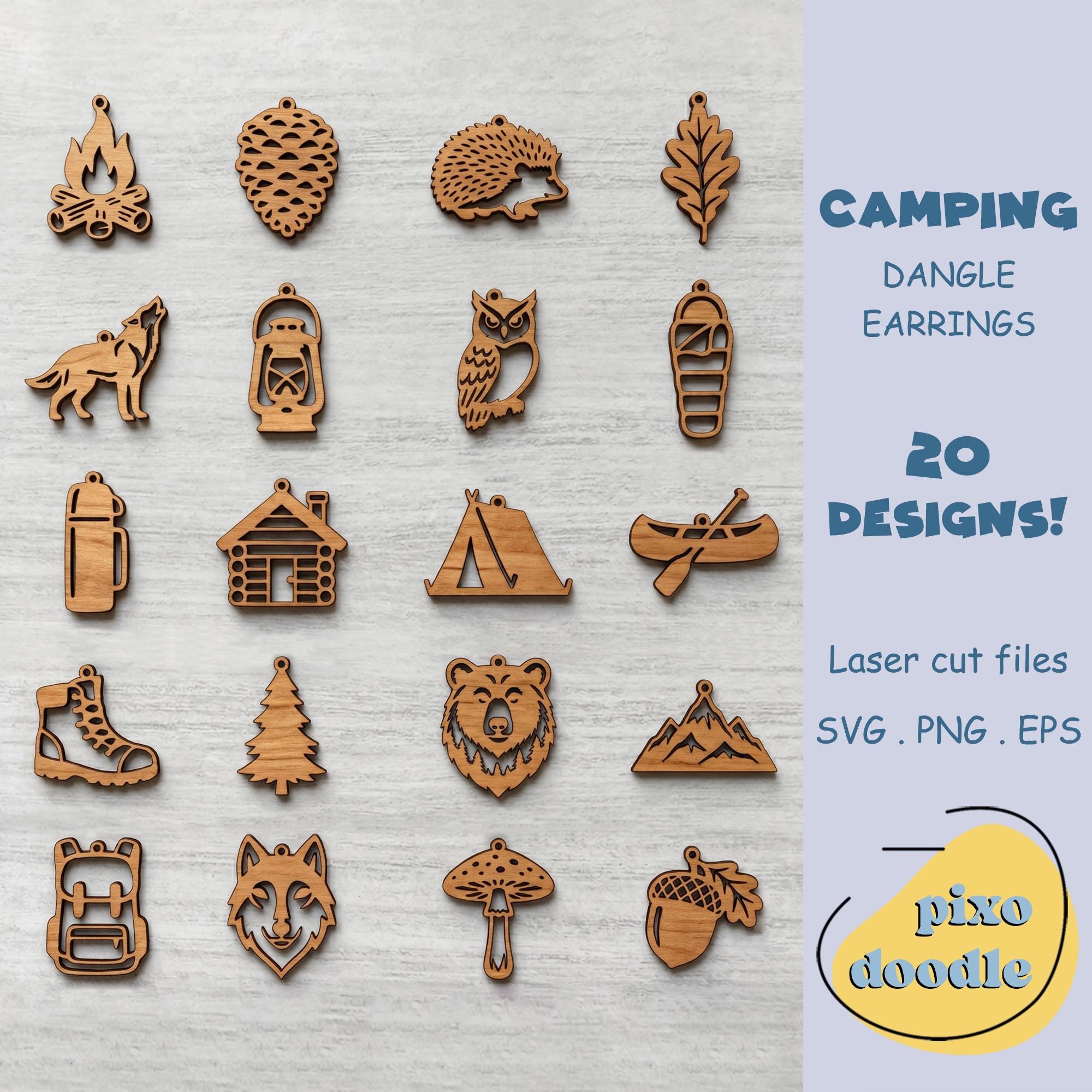 Camping Earring SVG Bundle | 20 Outdoor Adventure Laser Cut Files ...