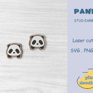 Brincos de panda fofos em arquivo SVG | Brincos de animais fofos prontos para corte a laser Glowforge
