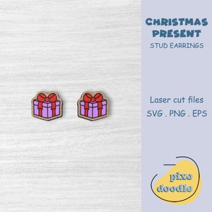 Weihnachtsgeschenk Ohrringe SVG-Datei | Weihnachten, Geschenk Paket Ohrstecker glühen und schmieden Laserschnittdatei