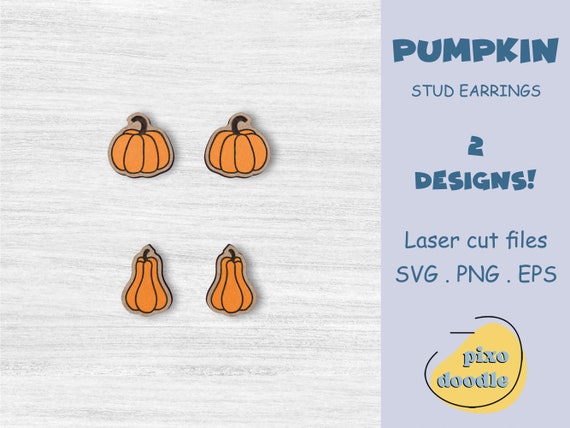 Pumpkin earrings SVG file | Cute pumpkin, autumn, fall stud earrings glowforge ready laser cut file