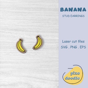 Bananen Ohrringe SVG-Datei | Niedliche Früchte Ohrstecker mit Bananensteckern als Glowforge Lasercut Datei