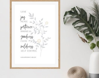 Fruitage of the Spirit Wall Art Bible Verse Printable Scripture Print Galatians 5:22,23 A1