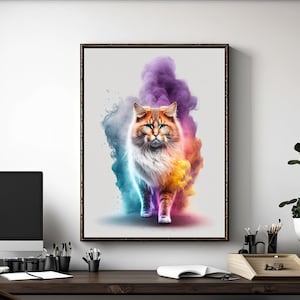 Mglisty Miau | Zwierzę | Kot | Cyfrowy druk artystyczny | Sztuka ścienna | Wygenerowano sztuczną inteligencję | Sztuka AI | Pobieranie cyfrowe | Wystrój domu | Sztuka do druku