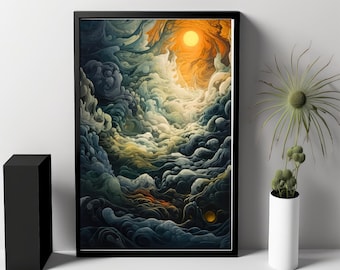 Celestial Convergence | Surreal | Digital Art Print | Wall Art | AI Generated | AI Art | Digital Download | Home Decor | Printable Art