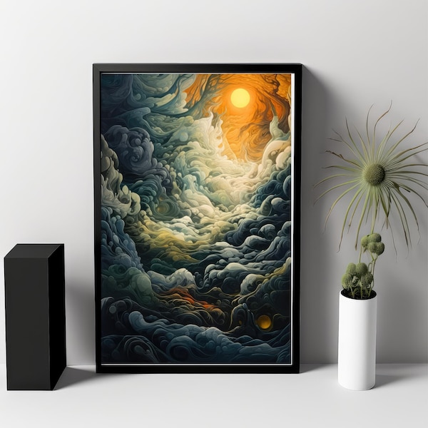 Celestial Convergence | Surreal | Digital Art Print | Wall Art | AI Generated | AI Art | Digital Download | Home Decor | Printable Art