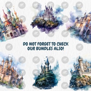Watercolor Fantasy Castles Clipart | Fairy Tale Fortress, Stronghold, Towering Turrets Illustrations | Instant Download for Commercial Use