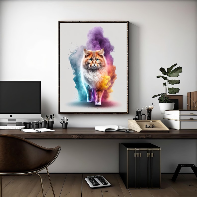 Misty Meow Animal Cat Digital Art Print Wall Art AI Generated AI Art Digital Download Home Decor Printable Art image 1