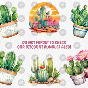 Watercolor Cactuses Clipart | Cacti, Succulent, Wild West, Mexican Floral, Desert Cactus Illustrations | Instant Download for Commercial Use