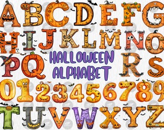 Halloween Alphabet Clipart: Spooky Decorative Font (PNG, Commercial Use)