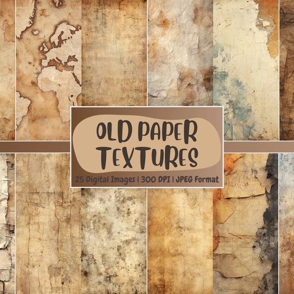 Old Paper Texture Digital Paper | Vintage Paper Background, Antique Paper Backdrops, Printable, Download for Journals & Scrapbooking