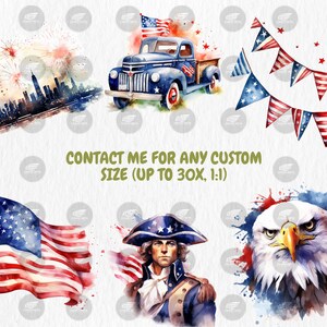 Watercolor 4th of July Clipart | American Flag, Independence Day, Uncle Sam Hat Illustrations | Instant Download for Commercial Use