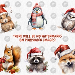 Watercolor Christmas Animals Clipart | Xmas Decor, Dear, Owl, Bunny, Cat, Fox, Dog, Mouse Illustrations | Instant Download, Commercial Use