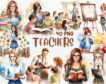 Watercolor Teacher Clipart: School Illustrations (Instant Download)