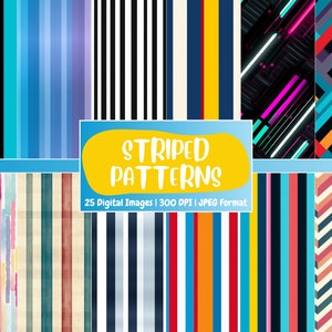 Seamless Striped Patterns Digital Paper | Stripe Texture, Scrapbook Paper, Crafting, Decor, Printable | Instant Download for Commercial Use