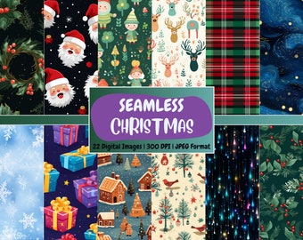 Christmas Digital Paper: Seamless Holiday Patterns (Commercial Use)
