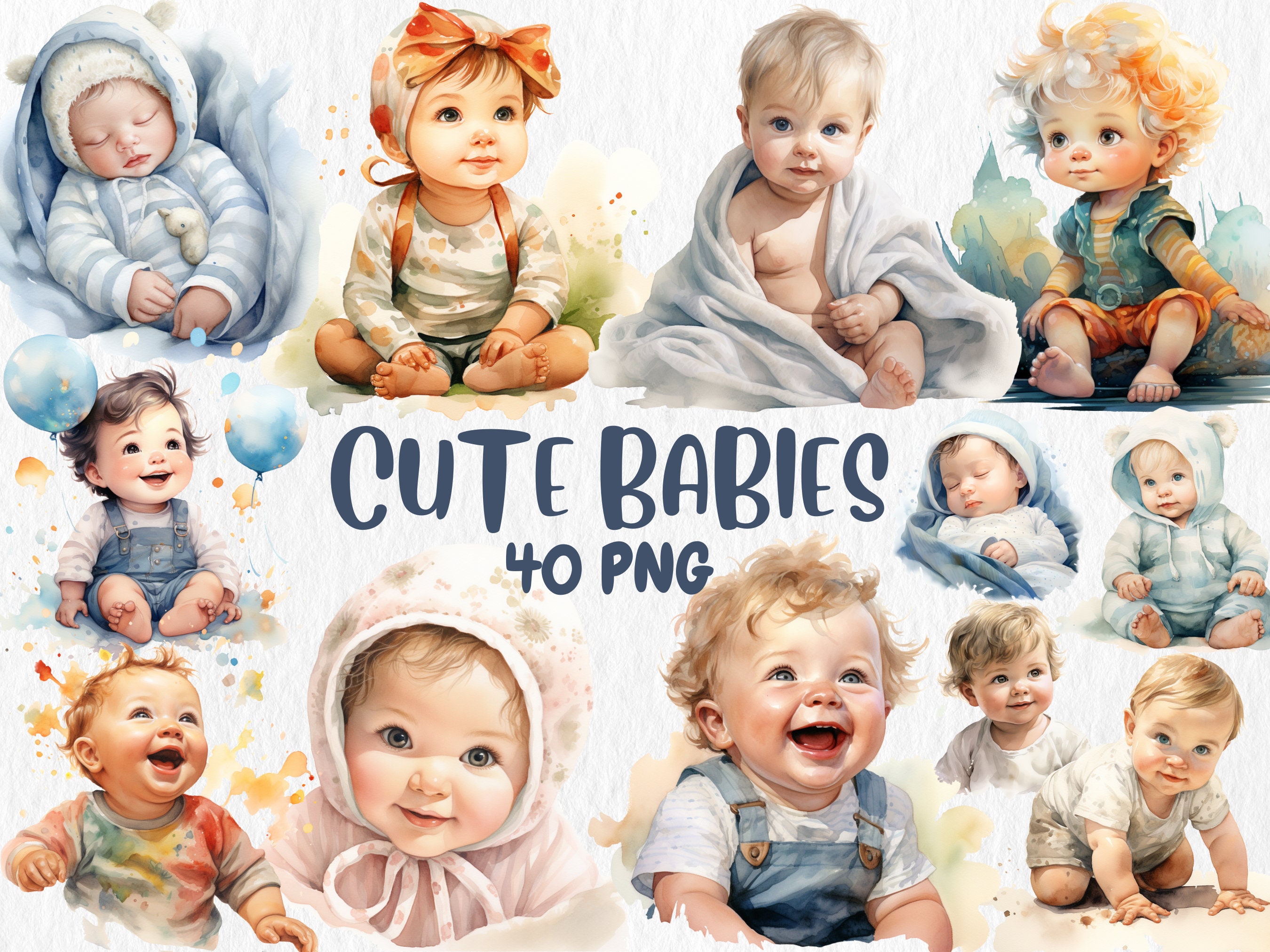 Aquarel schattige baby's clipart, lachende, slapende baby, lieve baby  illustraties, 40 afzonderlijke PNG-afbeelding, Instant Download voor  commercieel gebruik - Etsy België, image size:2700x2025