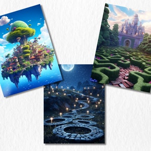 Magical Landscapes Digital Paper: Fantasy Scenery Backdrops (8.5x11 ...