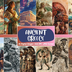 Papier numérique de la Grèce antique | Contexte mythologique, décors de la Grèce antique, Aphrodite, version imprimable | À télécharger pour les journaux et le scrapbooking