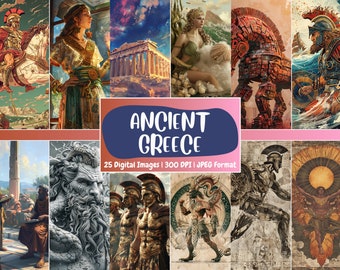 Ancient Greece Digital Paper | Mythological Background, Ancient Greek Backdrops, Aphrodite, Printable | Download for Journals & Scrapbooking