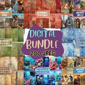 Megabundel digitaal papier | Oude papierstructuren, blauwdruk, het oude Griekenland, het oude Egypte, het oude Rome | Directe download voor commercieel gebruik
