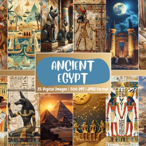 Ancient Egypt Digital Paper: Hieroglyphic Pharaoh Backgrounds (Download)