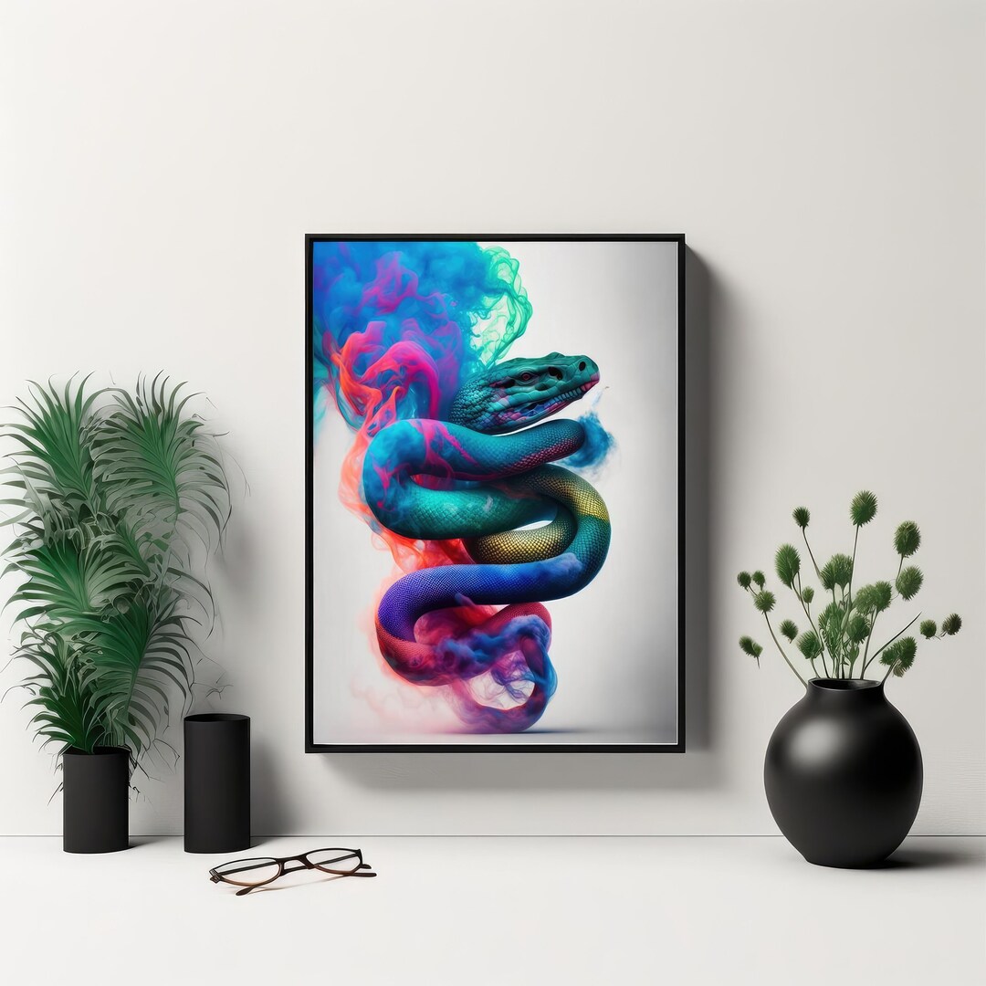 Mystical Python Animal Snake Digital Art Print Wall Art AI Generated AI ...