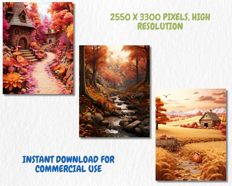 Autumn Landscapes Digital Paper: Fall Forest Scenery (digital Download ...