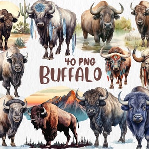 Watercolor Buffalo Clipart | Farm Animal, Cute Buffalo, Woodland Animal Illustrations, Animal Clipart | Instant Download for Commercial Use