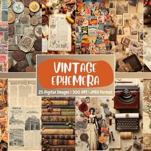 Papier numérique éphémère vintage | coupures de presse vintage, décors de l'ère victorienne, imprimables, téléchargement pour les journaux indésirables et le scrapbooking
