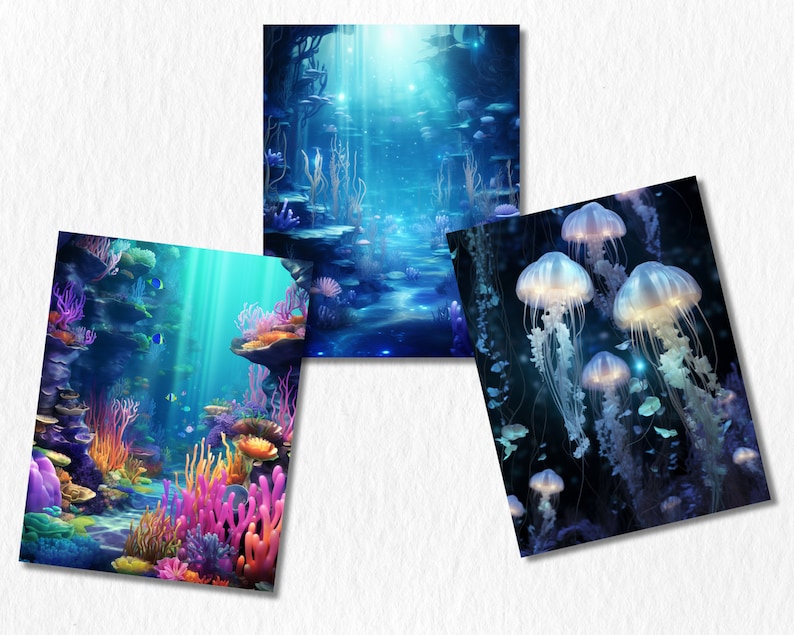 Enchanted Underwater Digital Paper: Ocean Scrapbook Backdrops (digital ...